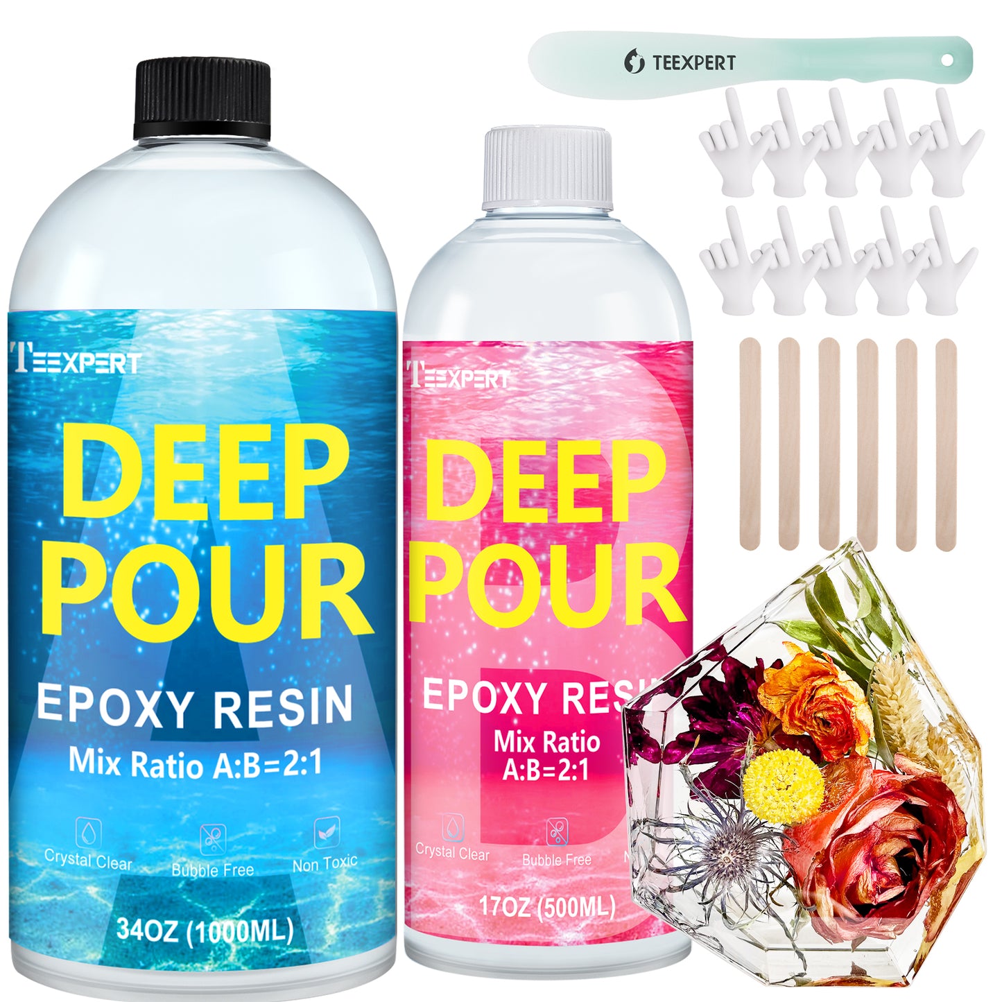 Teexpert Deep Pour Epoxy Resin - 2:1 Mix ratio deep casting resin
