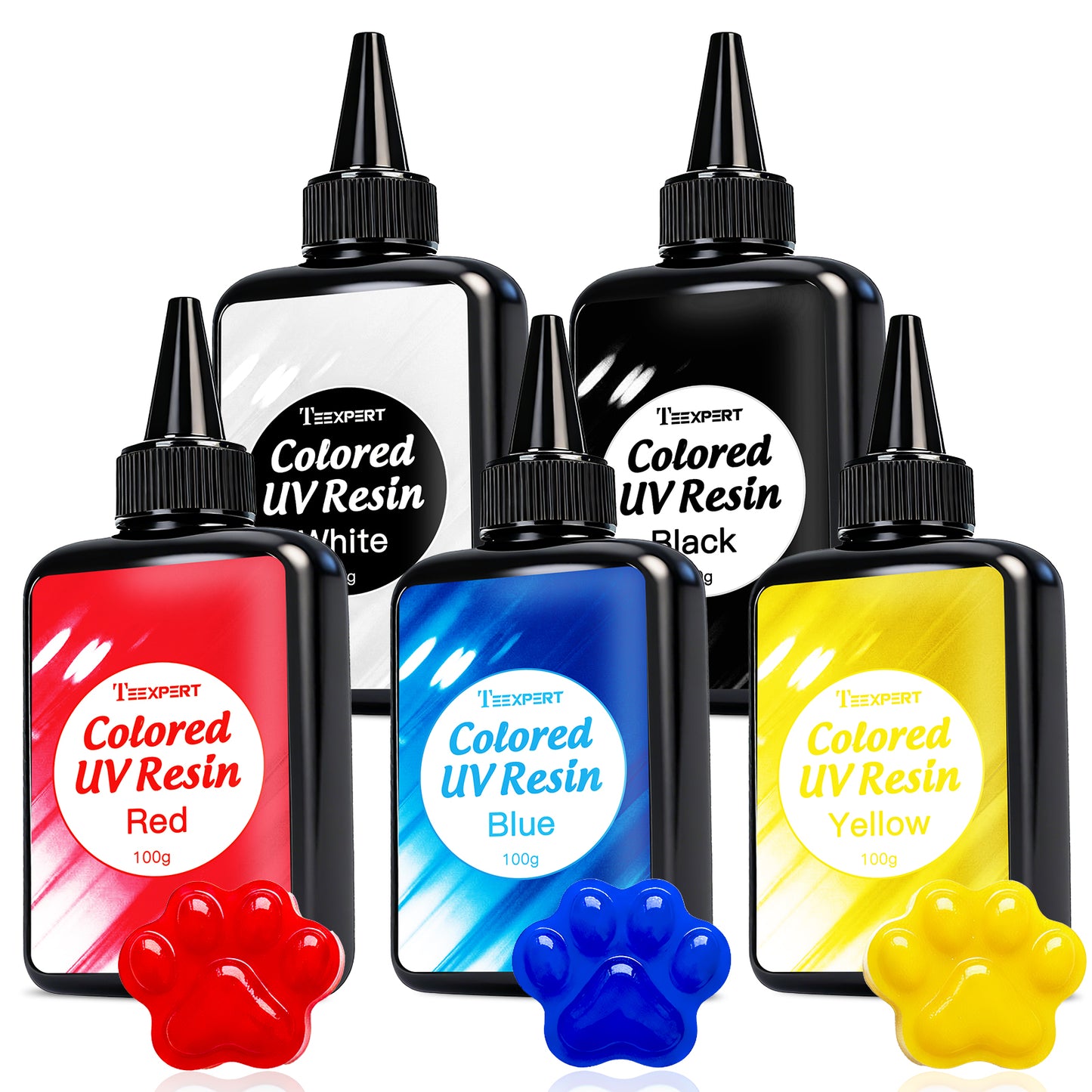 Teexpert UV Resin - Black, White, Red, Yellow, Blue - 500g