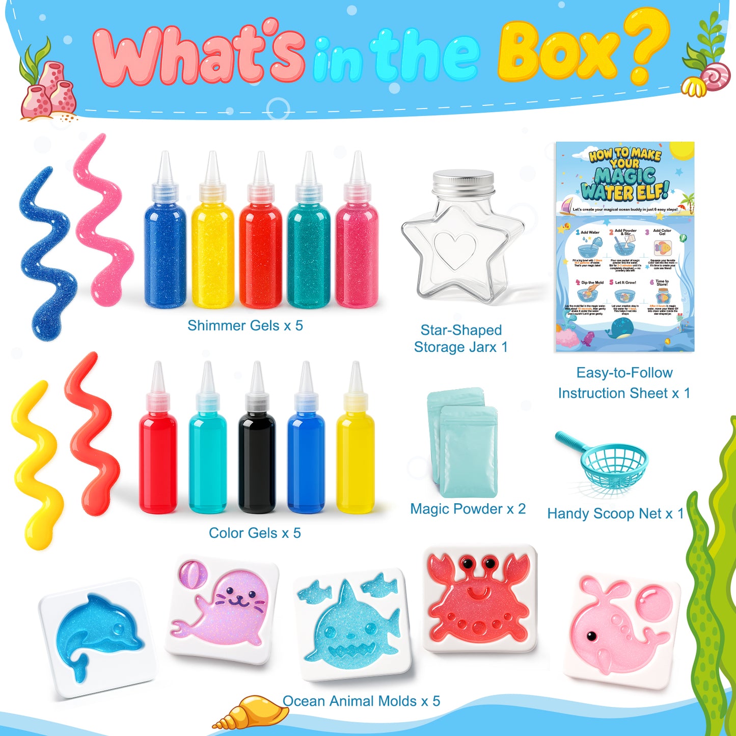 Teexpert Water Elf Toy Kit - 10 Colors - Magic Aqua Fairy Water Gel Kit for Kids