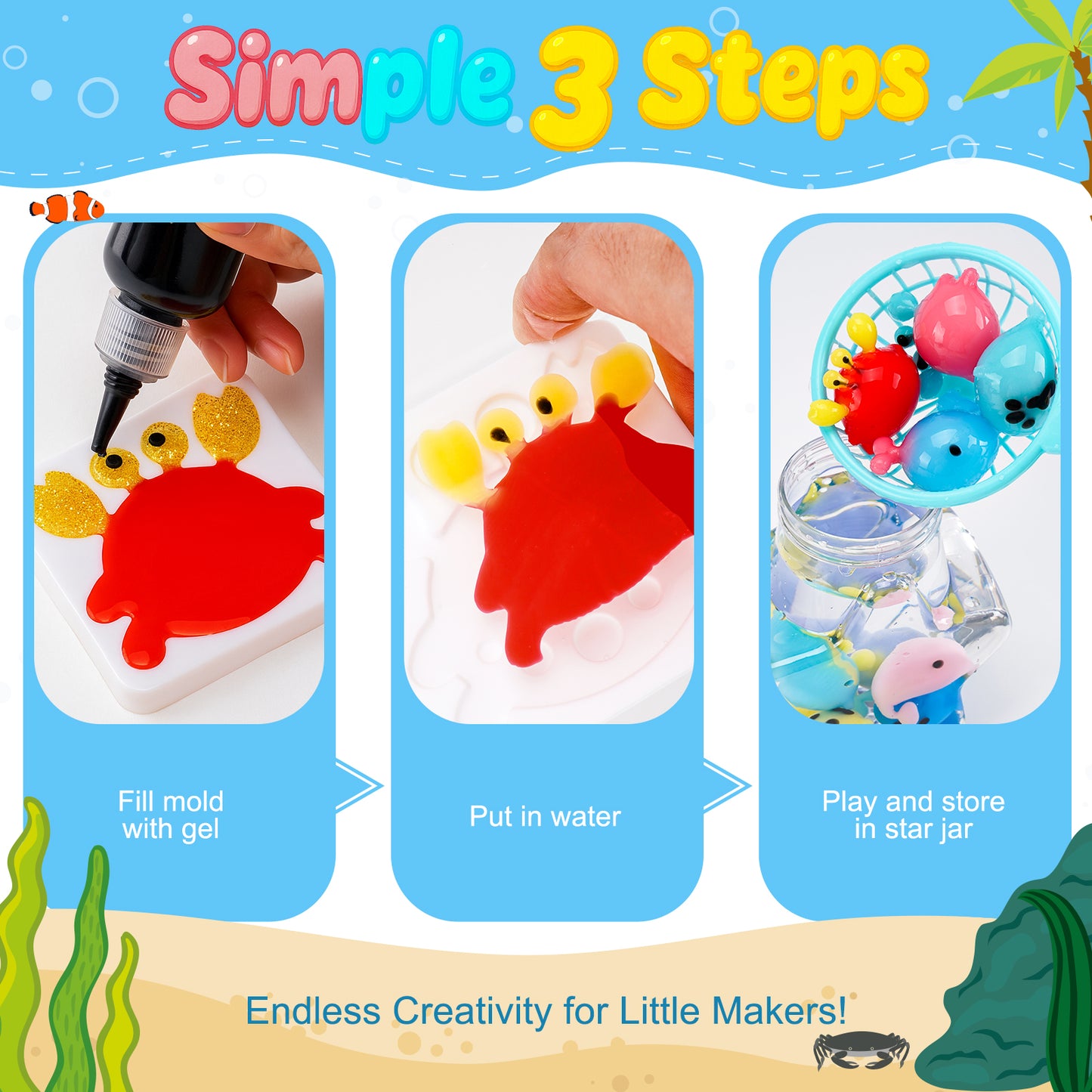 Teexpert Water Elf Toy Kit - 10 Colors - Magic Aqua Fairy Water Gel Kit for Kids