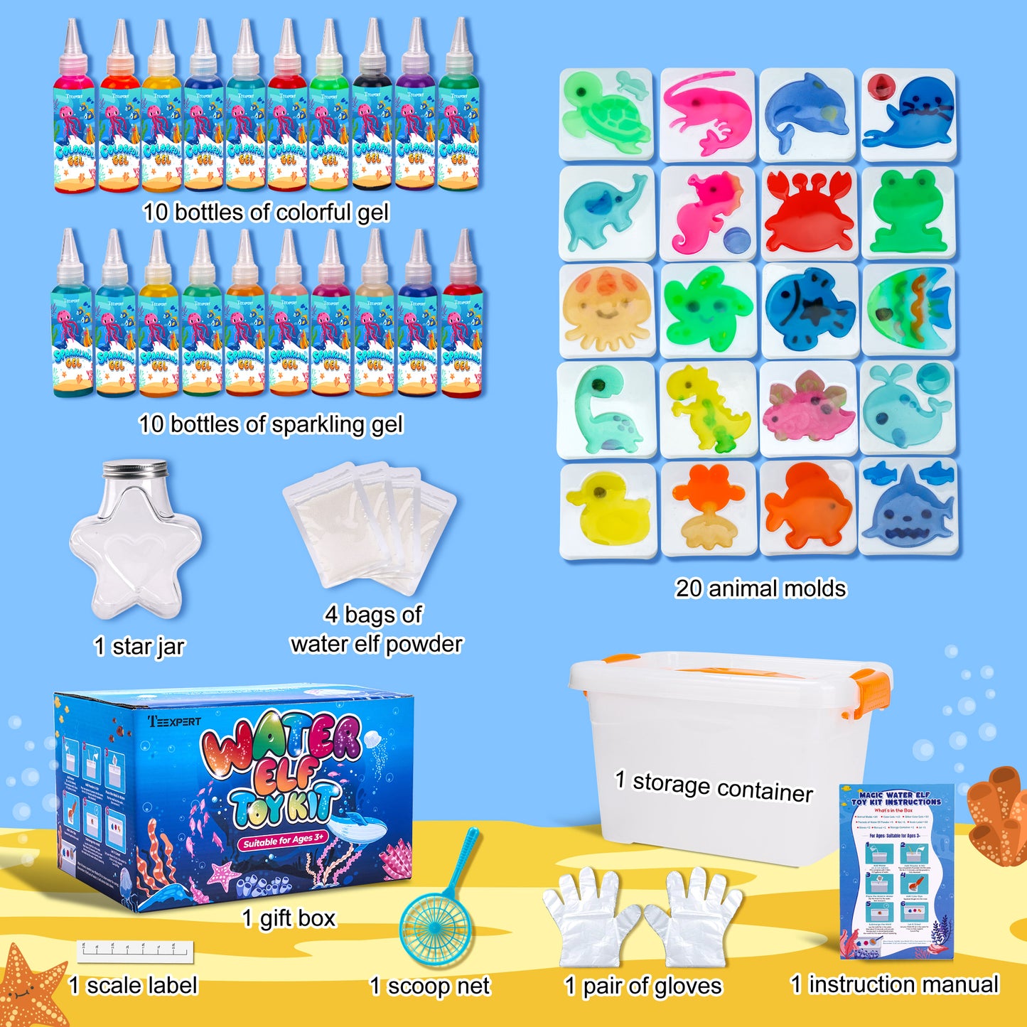 Teexpert Water Elf Toy Kit - Magic Aqua Fairy Water Gel Kit for Kids
