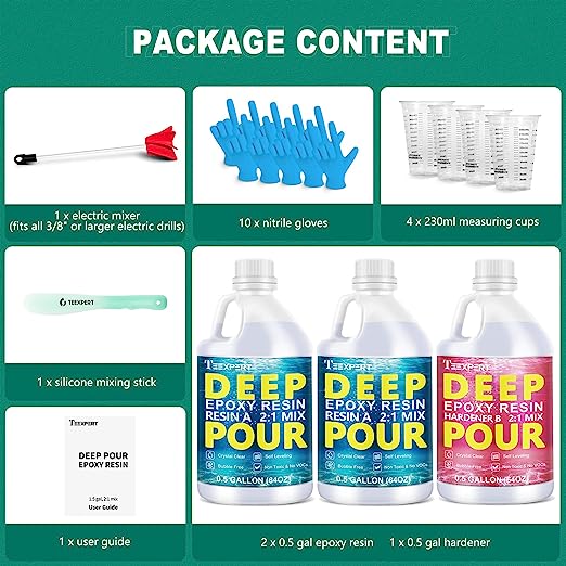 Teexpert Deep Pour Epoxy Resin - 2:1 Mix ratio deep casting resin