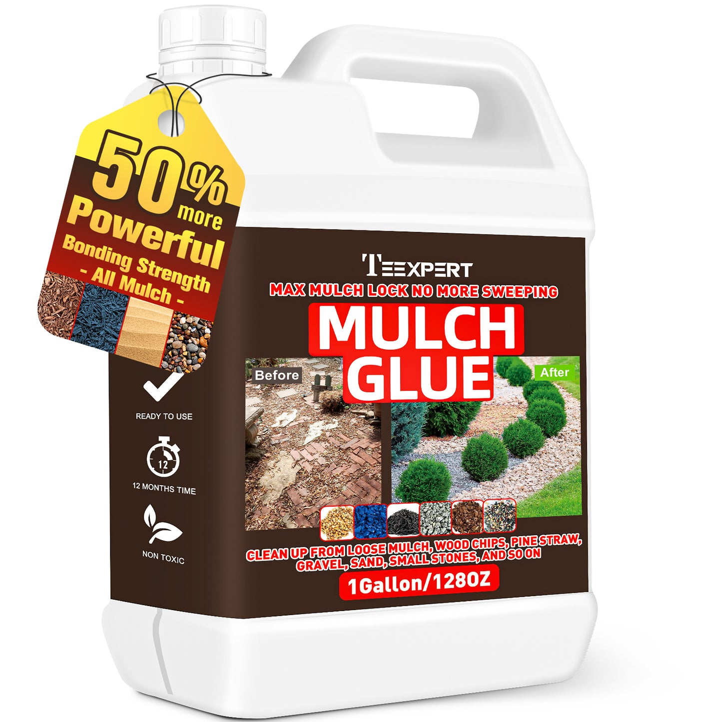 Teexpert Mulch Glue - 64oz Mulch Glue for Landscaping (50% More Powerful)