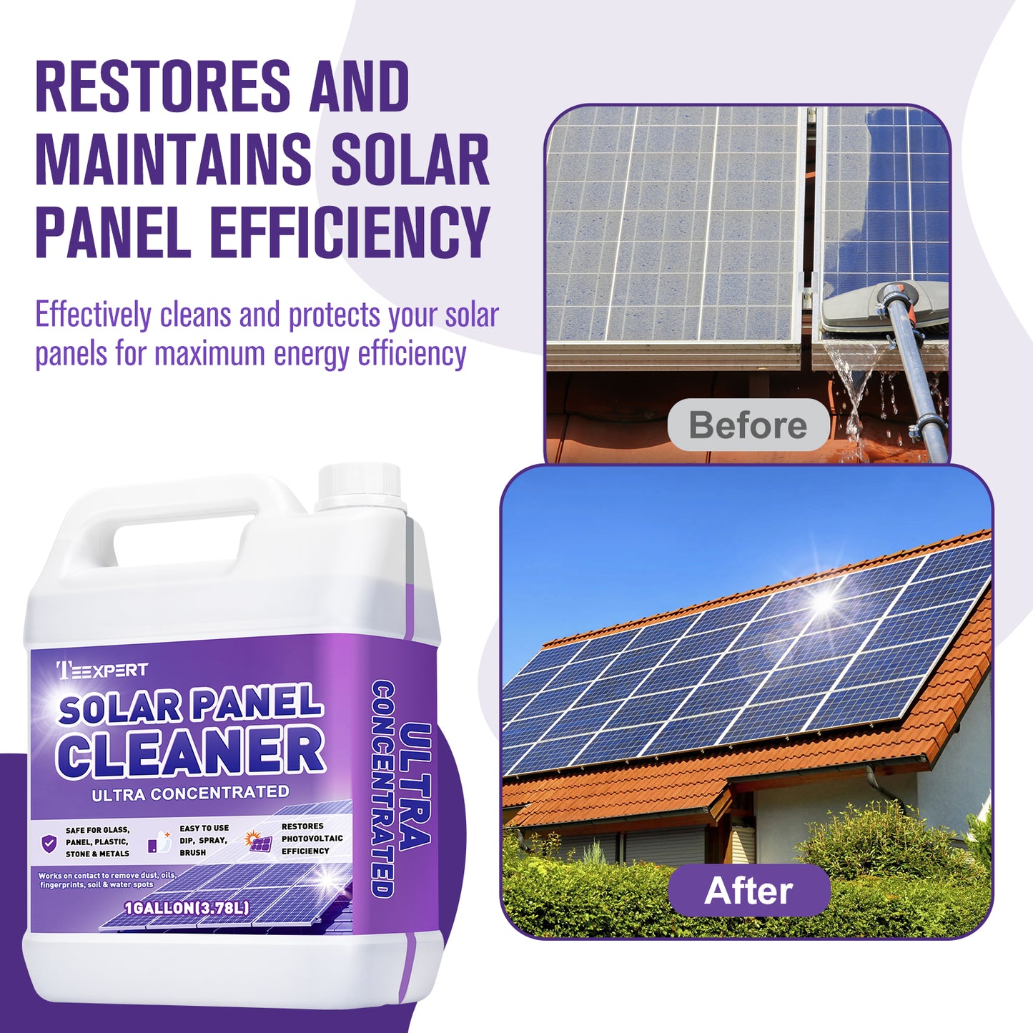 Teexpert Solar Panel Cleaner - Lavender Scent - 1Gallon Makes 600 Gallons