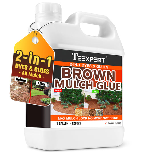 Teexpert 2-in-1 Mulch Dye & Glue - 1 gallon Brown 2-in-1 Mulch Dye & Glue for Landscaping