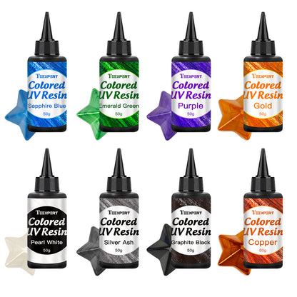 Teexpert Colored UV Resin - Metallic- 8 Colors, 50g Each