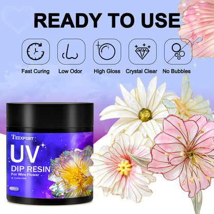 Teexpert UV Dip Resin for Wire Flowers Kit - 100g -  with Winding Rods