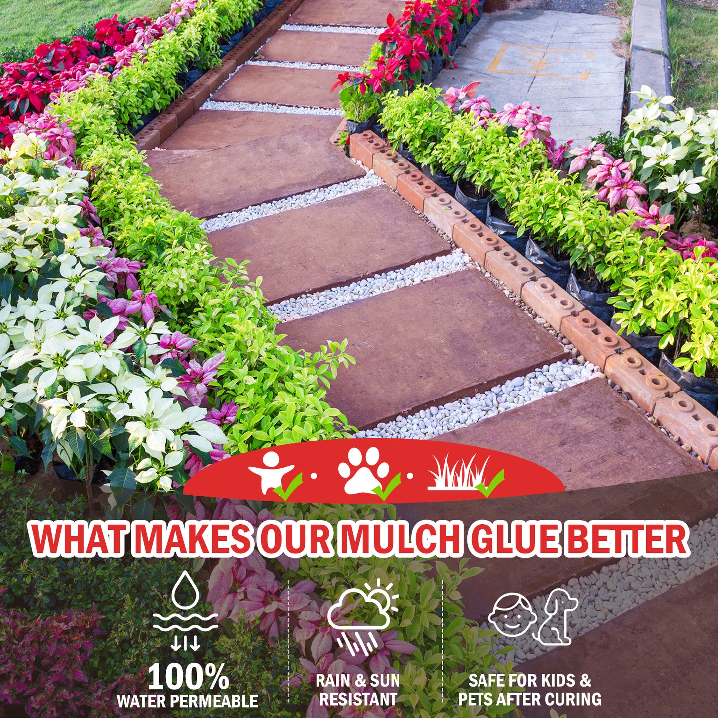 Teexpert Mulch Glue for Landscaping – 31.6OZ - Adhesives for paving - Outdoor Adhesive for Stone, Bark, Pine Straw & Pea Gravel | Strong Bond for Patios,Walkways,Driveways & Yards