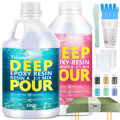 Teexpert Deep Pour Epoxy Resin Kit - 96oz - 2:1 Mix Ratio