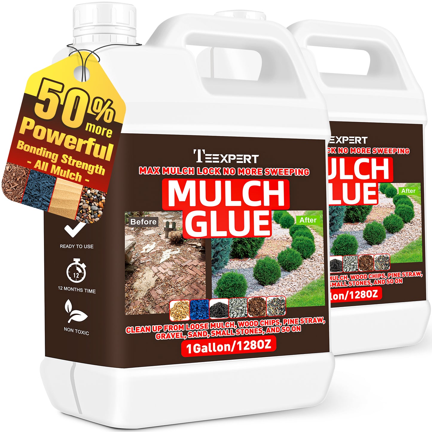 Teexpert Mulch Glue - 64oz Mulch Glue for Landscaping (50% More Powerful)