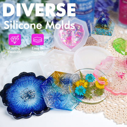 Teexpert Beginner Epoxy Resin Kit 32oz with Molds & 24 Sparkling Colors