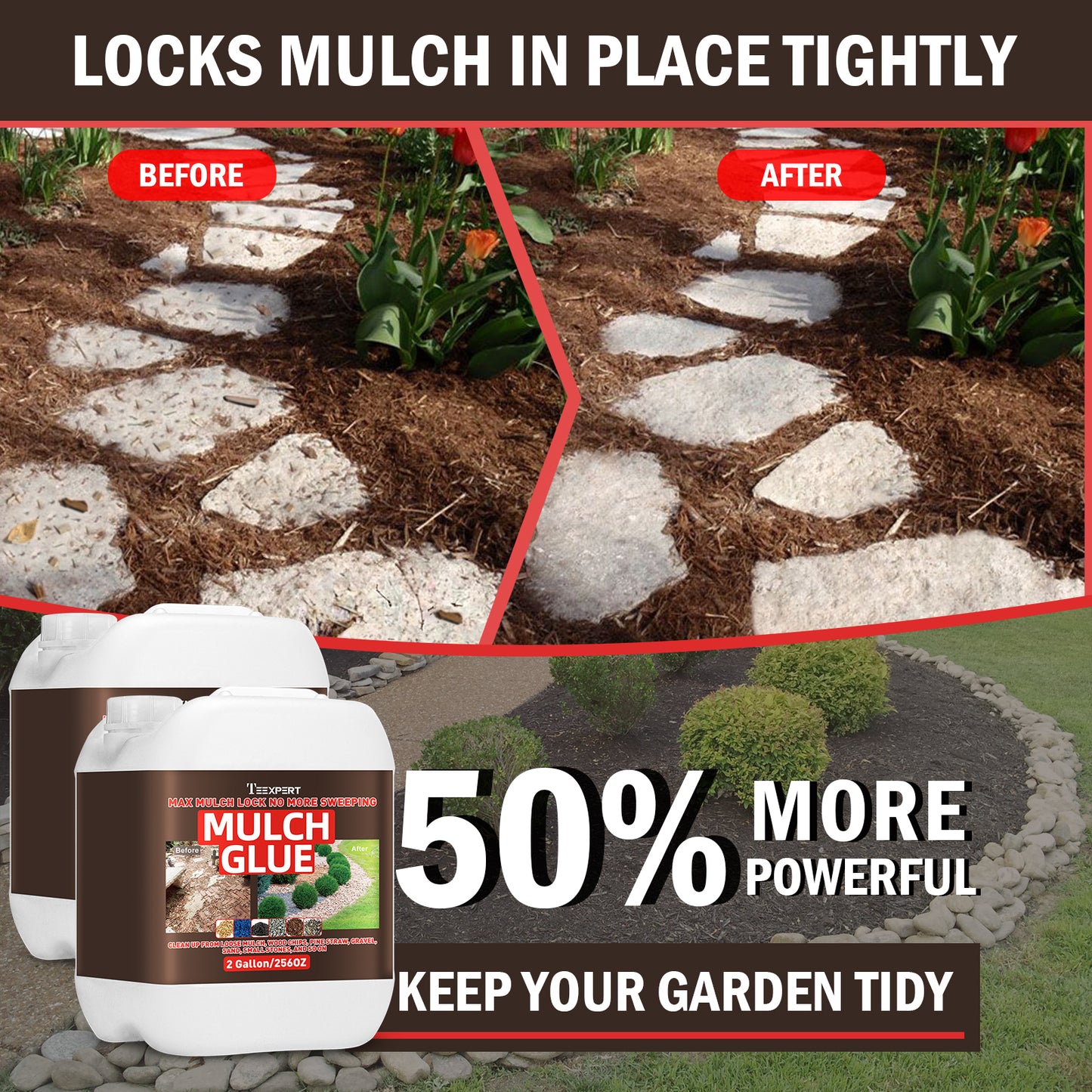 Teexpert Mulch Glue - 4 Gallon Mulch Glue for Landscaping (50% More Powerful)