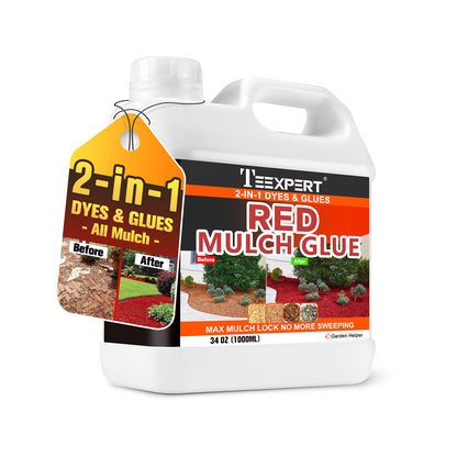 Teexpert 2-in-1 Mulch Dye & Glue - Red 2-in-1 Mulch Dye & Glue for Landscaping