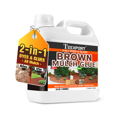 Teexpert 2-in-1 Mulch Dye & Glue - Brown 2-in-1 Mulch Dye & Glue for Landscaping