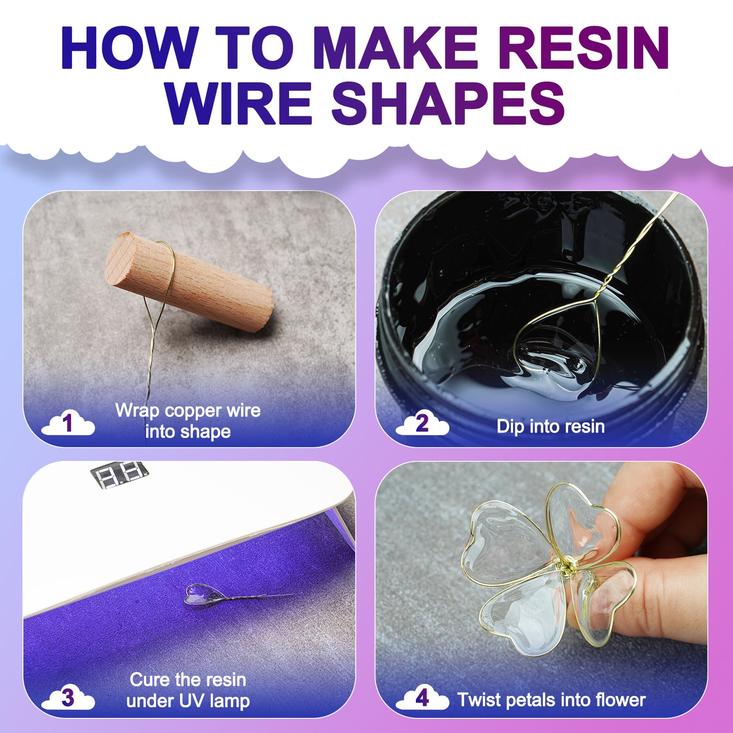 Teexpert UV Dip Resin for Wire Flowers Kit - 100g -  with Winding Rods