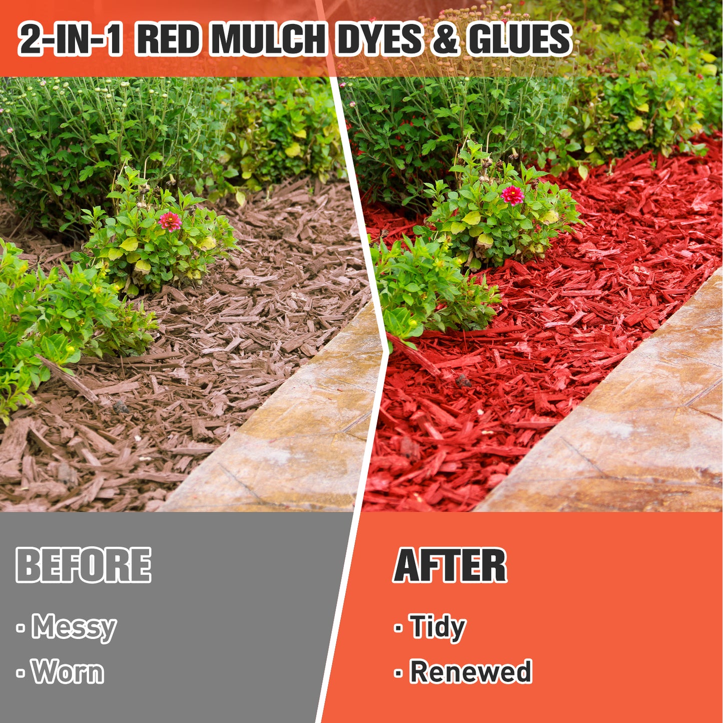 Teexpert 2-in-1 Mulch Dye & Glue - 34oz Red 2-in-1 Mulch Dye & Glue for Landscaping