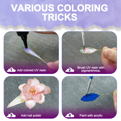 Teexpert UV Dip Resin for Wire Flowers Kit - 100g -  with Winding Rods