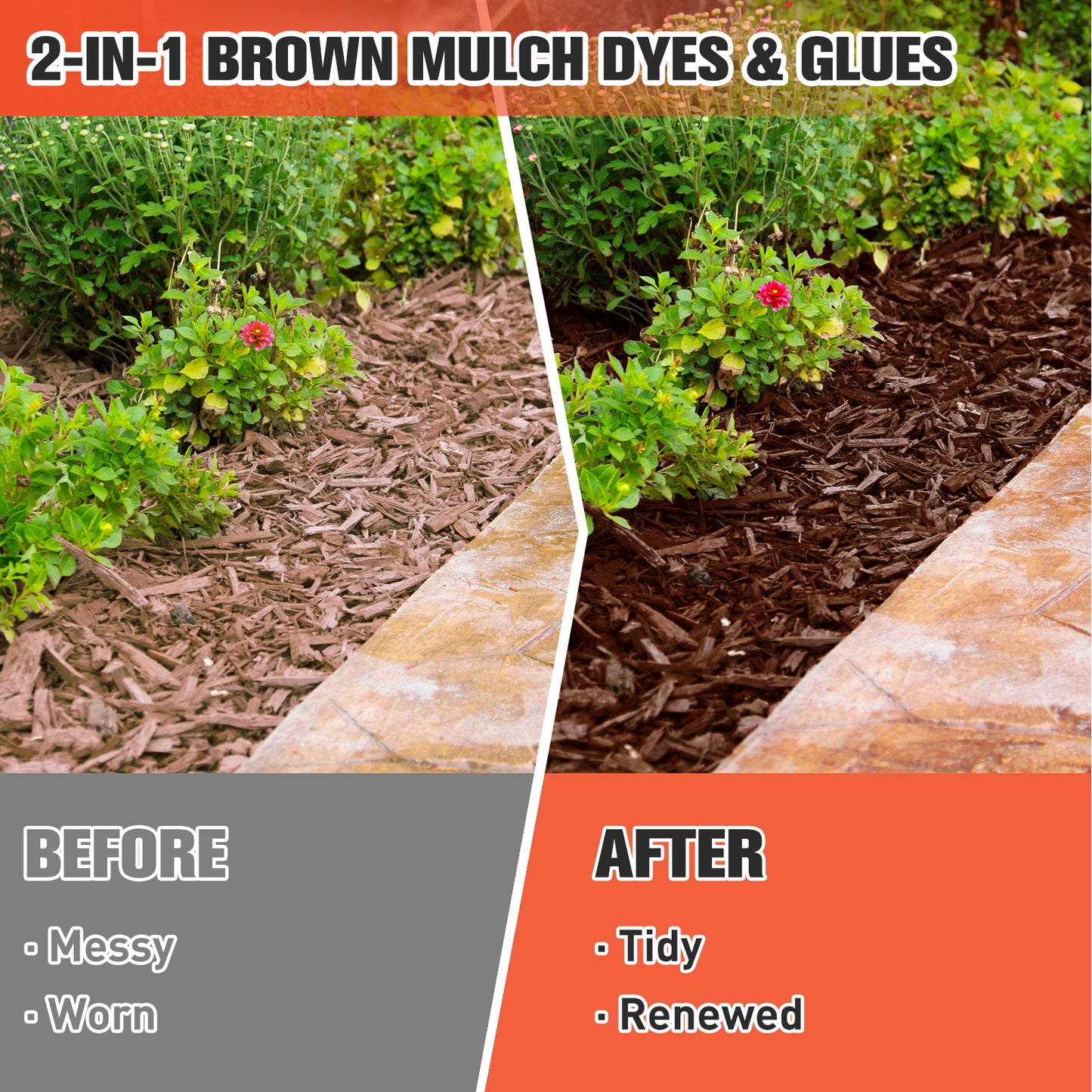 Teexpert 2-in-1 Mulch Dye & Glue - 34oz Brown 2-in-1 Mulch Dye & Glue for Landscaping