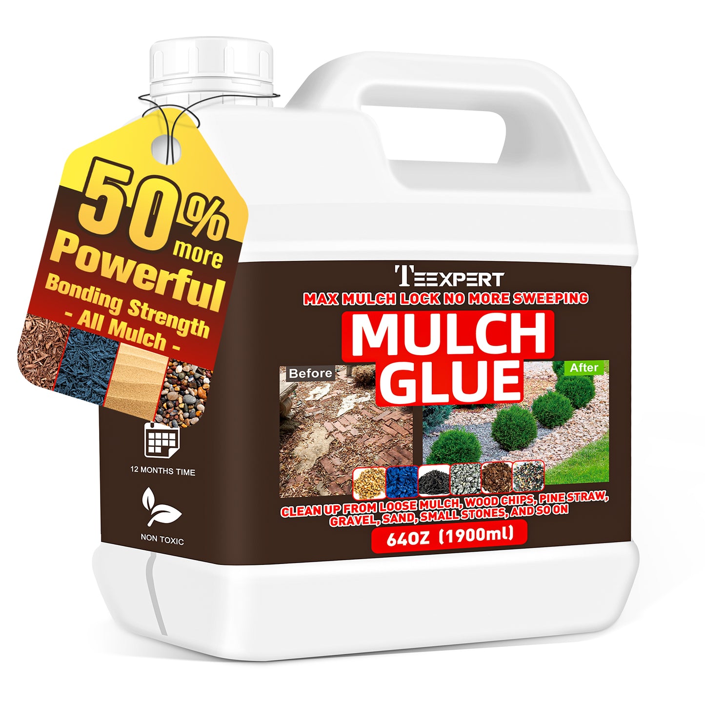 Teexpert Mulch Glue - 64oz Mulch Glue for Landscaping (50% More Powerful)