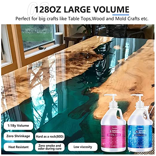 Teexpert Crystal Clear Epoxy Resin -1 gallon casting and coating resin