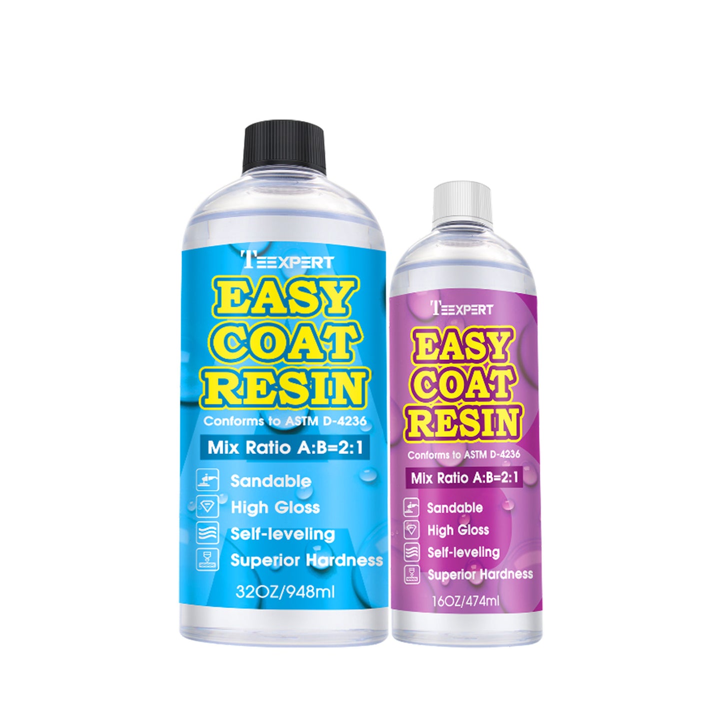 Teexpert Easy Coat Resin- Top Coating Epoxy Resin- 48OZ 2:1 Mix Ratio