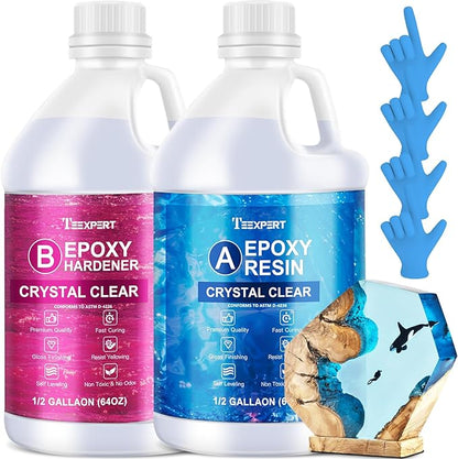 Teexpert Crystal Clear Epoxy Resin -1 gallon casting and coating resin