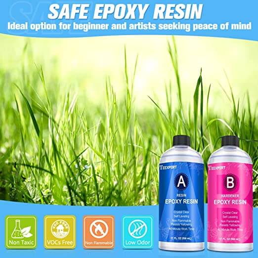 Teexpert 3X UV-Resist Epoxy Resin - 34oz-anti-yellowing clear resin, safe epoxy resin